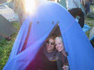 bigitta and jay in tent, on beers